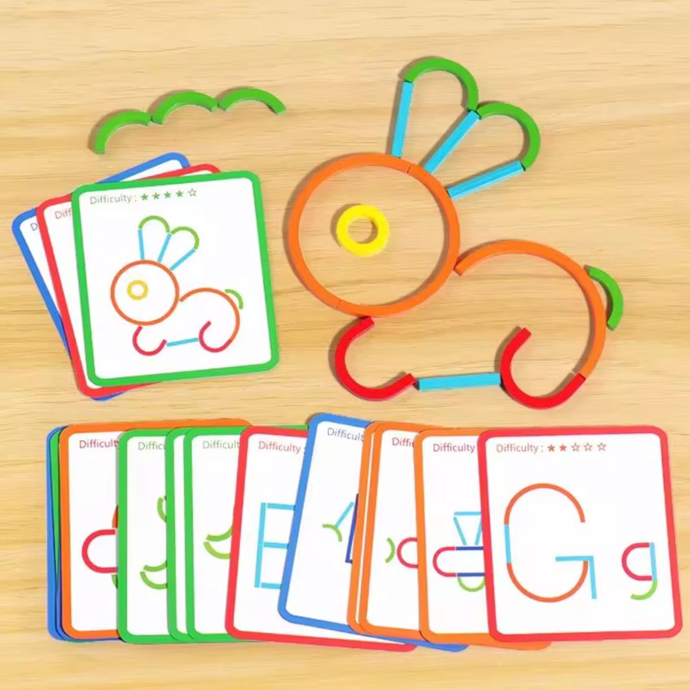 Gioco educativo Montessori - Bastoni e anelli creativi in legno